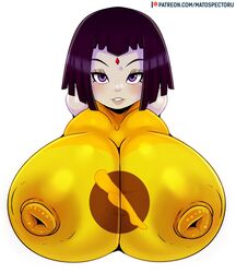 1girls azarathian big_breasts bimbo bob_cut breasts bust bust_style cartoon_network cleavage clothing dc dc_comics female female_only goth hair lady_legasus large_breasts matospectoru nipple_bulge pale-skinned_female pale_skin purple_eyes purple_hair rachel_roth raven_(dc) solo teen_titans teen_titans_go