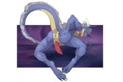 2019 animal_genitalia anthro anus ass claws dragon erection genital_slit hi_res looking_at_viewer looking_back male male_only nitrods nude paws penis presenting presenting_hindquarters scalie simple_background slit solo