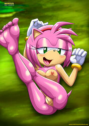 1girls amy_rose anthro ass barefoot bbmbbf blush breasts butt come_hither feet female female_only furry gloves green_eyes hairband half-closed_eyes legs_up light_skin looking_at_viewer lying lying_on_back mobius_unleashed naked naughty_face nipples nude open_mouth outside palcomix pink_fur pink_hair pussy red_hairband seductive sega smile soles solo sonic_(series) sonic_the_hedgehog_(series) tail thick thick_hips thick_thighs thighs toenails toes vagina white_gloves wide_hips