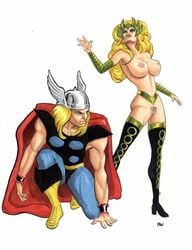 1boy 1girls amora_the_enchantress clothed_male_nude_female female human human_only light-skinned_female light-skinned_male light_skin male marvel marvel_comics nude nude_female straight_hair tagme thor_(marvel) thor_(series) winged_helmet