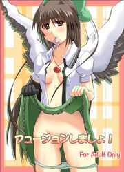 condom cover cover_page long_hair lowres nude panties ribbon ribbons shin'ya_(nanp) solo touhou underwear utsuho_reiuji wings