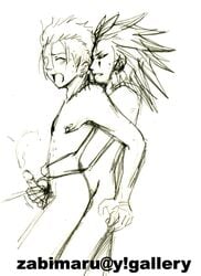 axel_(kingdom_hearts) demyx disney gay kingdom_hearts male_only monochrome penis rough_sketch square_enix tagme