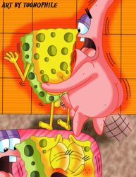 anal anal_sex ass blush from_behind holes male male_only multiple_males nickelodeon non-human non-human_only patrick_star penetration sea_sponge sex smooth_skin spongebob_squarepants spongebob_squarepants_(character) starfish toonophile toony wall wall_sex yaoi