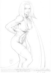 2006 breasts collar comic_paper craig_hamilton crosshatching detailed emma_frost female female_only hatching human leash looking_aside looking_at_viewer marvel medium_eyes medium_hair monochrome nipples pubic_hair realistic side_view solo standing straight_hair tagme white_background white_queen x-men