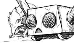 antimony_carver boxbot canine gunnerkrigg_court reynardine sketch webcomic white_background