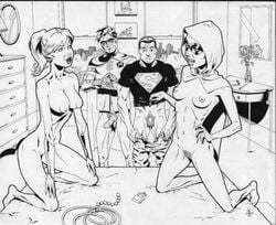 batman_(series) cassie_sandsmark conner_kent dc dc_comics green_arrow_(series) jason_johnson kon-el male male/female mia_dearden monochrome puberty pubic_hair robin_(dc) robin_(tim_drake) speedy straight straight_hair superboy superboy_(conner_kent) superman_(series) teen_titans tim_drake wonder_girl wonder_woman_(series)