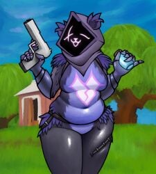 1girls animal_ears chubby chubby_female fat female fortnite furry raven_team_leader thick_thighs