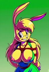 ai_generated female furry green_dress jazz_jackrabbit_(series) lori_jackrabbit self_upload tied_up