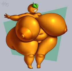 1girls areolae barefoot breasts citrus_(orangejuicemann) completely_nude completely_nude_female female female_only full_body huge_breasts naked naked_female nipples nude nude_female orange_body orangejuicemann pussy smile solo solo_female