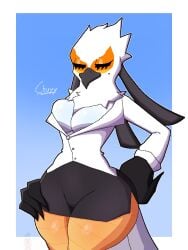 aggressive_retsuko big_ass big_breasts big_breasts big_butt big_thighs big_titties bird bird_girl chuyy clothing curvaceous curvaceous_female curvaceous_figure curvy curvy_body curvy_figure curvy_hips female female_focus female_only office_lady washimi white_skin
