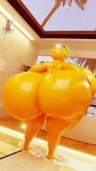1girls 3d 3d_(artwork) ass barefoot breasts citrus_(orangejuicemann) completely_nude completely_nude_female female female_only full_body huge_ass huge_breasts looking_at_viewer looking_back naked naked_female nude nude_female shairo solo solo_female