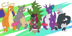 2019 6boys absurd_res aggron alternate_color anthro anthrofied bottomwear canine checker chubby claws clothed clothing digital_media_(artwork) dragon dragonite erection feral fur hair hi_res horn huge_penis large_penis lechecker male male_only mammal nidoking nintendo no_nipples nude open_mouth original_character penis pokemon pokemon_(species) pokemon_bw pokemon_gsc pokemon_rgby pokemon_rse rhydon scalie shirt shorts simple_background size_difference smile tank_top testicles thick_thighs topwear tyranitar video_games wide_hips wings zoroark