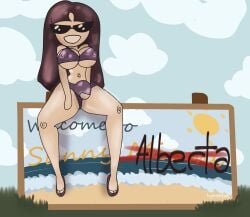 bikini erect_nipples erect_nipples_under_clothes female femsub humor hypnoposting inflatable knick_knack latex living_sex_toy mascot nozzle_on_belly null_bulge permagrin permanent_smile rubber shiny_skin sign smile sunnification sunny_miami transfem transformation