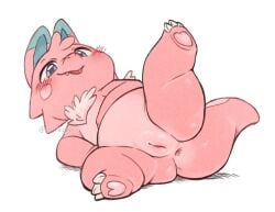 anthro anus ass blue_eyes blush clefairy cub digital_media_(artwork) female fur generation_1_pokemon genitals hair humanoid_genitalia hybrid innie_vulva nidorina nintendo nude pechy pink_body pokemon pokemon_(species) pokemorph presenting presenting_hindquarters pussy raised_leg seductive simple_background solo storagepc tail thick_thighs tongue tongue_out vulva white_background wide_hips