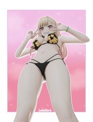 3d 3d_(artwork) bikini breasts female gyaru kitagawa_marin lewdsark multicolored_hair my_dress_up_darling semi_nude solo sono_bisque_doll_wa_koi_wo_suru