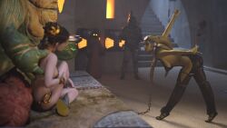 2girls 3d alexbridger boba_fett boots bowing braided_hair brown_hair dancer dancer_outfit enslaved_royal femsub fishnets green_skin harem harem_girl harem_outfit jabba's_palace jabba_the_hutt jawa large_breasts long_hair mandalorian mandalorian_armor oola princess_leia_organa slave slave_bikini slave_collar slave_leia slave_outfit slavegirl star_wars submissive_female twi'lek