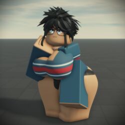 1girls 3d baseplate big_ass big_breasts black_hair blue_eyes breasts cleavage clothing female girly glasses looking_at_viewer roblox robloxian self_upload smg32 smirk standing tagme thick_thighs thighs white_body