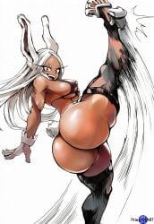 1girls ai_generated big_breasts boku_no_hero_academia brown_skin bunny_ears bunny_tail color female female_only gloves high_kick huge_ass long_hair miruko muscular_female my_hero_academia priestofart red_eyes rumi_usagiyama simple_background solo solo_female stockings tagme tagme_(artist) tagme_(character) thick_thighs watercolour_(artwork) watermark white_background white_hair