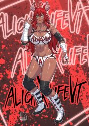 aliciaxlife breasts dark-skinned_female dark_skin female gold_jewelry green_eyes indie_virtual_youtuber jewelry looking_at_viewer mouse mouse_ears mouse_girl queen rat rat_girl rat_tail red_hair solo solo_female virtual_youtuber vtuber wrestler wrestling wrestling_outfit wrestling_ring youtuber