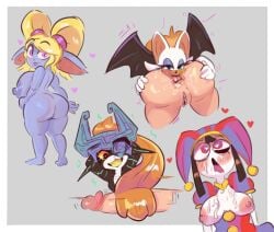 absurd_res ahe_gao anal anthro anus areola armor ass bat bat_wings big_breasts big_butt black_body black_nose black_wings blonde_hair blue_areola blue_body blue_eyeshadow blue_fur blue_nipples bodily_fluids border breasts butt_grab clothing cum cum_on_breasts cum_on_face disembodied_penis exposed_breasts eyelashes eyeshadow female female_rimming female_rimming_female fool's_hat fur genital_fluids genitals glitch_productions gloves green_eyes green_markings grey_background group hair hand_on_butt handjob handwear hat headgear headwear heart_eyes heart_symbol helmet hi_res human humanoid humanoid_pointy_ears imp jester_outfit league_of_legends looking_at_viewer looking_back looking_back_at_viewer looking_pleasured makeup male male/female mammal markings membrane_(anatomy) membranous_wings midna nintendo nipples one_eye_obstructed oral orange_body orange_fur orange_hair pale_skin penile penis pink_areola pink_nipples pointy_ears pomni_(tadc) ponytail poppy_(lol) prehensile_hair purple_eyes red_eyes rimming rimming_female riot_games rouge_the_bat sega sex simple_background slippipipi smile sonic_the_hedgehog_(series) tan_body tan_skin tencent the_amazing_digital_circus the_legend_of_zelda thick_thighs tongue tongue_out twili twilight_princess twintails vulva white_body white_border white_clothing white_fur white_gloves white_handwear wide_hips wings yellow_sclera yordle