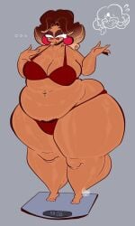 1girls big_ass big_breasts bob_cut bush chocolate_bonbon_cookie chubby cookie_run cookie_run_ovenbreak digital_media_(artwork) earrings female moonrainum pink_eyes scales solo tagme
