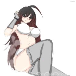 ahoge anime_style beach_girl big_ass big_breasts bikini black_hair black_red_hair blush brow brown_eyes eager half_naked oc original_character pale_skin red_hair soft stockings swimsuit