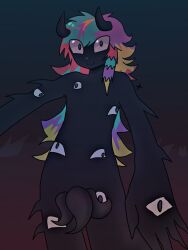 2763 algebralien bfb bfdi clawed_fingers claws creature horns multicolored_hair multiple_eyes multiple_penises object_shows tpot two_thousand_seven_hundred_sixty-three_(bfdi) xfohv