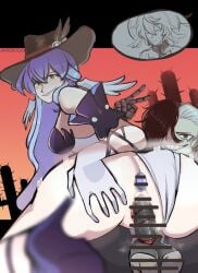 1boy1girl 1girls 2boys anus anus_focus artist_request ass big_ass boothill_(honkai:_star_rail) censor_bar censored couple cowboy_hat cum_in_pussy cum_inside cyborg duo egg female female_focus heel_boots heels honkai:_star_rail honkai_(series) hoyoverse inside light-skinned_female male male/female mihoyo panties penetration penis penis_in_pussy pussy riding riding_penis robin_(honkai:_star_rail) sex smile sunday_(honkai:_star_rail) vagina vaginal_penetration vaginal_sex white_panties wild_west