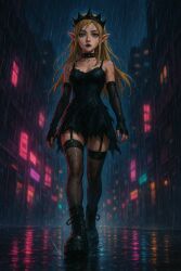 goth goth_girl looking_at_viewer princess_zelda stockings