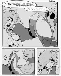 1girl1boy brawl_stars colette_(brawl_stars) comic comic_page downpants sniffing_ass spanish_text spike_(brawl_stars) supercell
