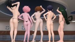 3d 5girls boku_no_hero_academia kyoka_jiro low_angle_(artist) mina_ashido momo_yaoyorozu my_hero_academia ochako_uraraka tagme tsuyu_asui