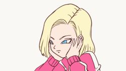 1boy 1girls android_18 animated blonde_hair blue_eyes cameltoe curvy dragon_ball dragon_ball_super female huge_ass insectoid male pinkpawg short_hair straight_hair voluptuous wide_hips