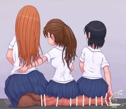 2girls cum facing_away female futanari horsecock huge_cock hyper_penis sitting sitting_on_penis truth_cola