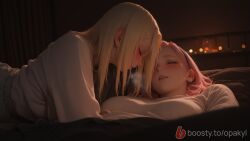 2girls ai_generated blush boosty boosty_username closed_eyes clothed_female foreplay heavy_breathing ino_yamanaka naruto opakyl parted_lips romantic sakura_haruno sensual stable_diffusion yuri