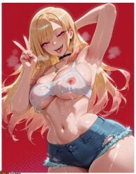 1girls 2025 after_sex ai_generated anime anime_girl anime_style arisua arm_behind_head arm_up armpits artist_name bangs big_breasts black_choker blonde_hair blush breasts breasts bukkake choker crop_top cum cum_on_body curvaceous_female curvy curvy_body curvy_female cutoffs denim denim_shorts ear_piercing earrings female female_focus female_only heavy_breathing hi_res high_quality high_res high_resolution highres jewelry kitagawa_marin large_breasts long_hair looking_at_viewer marin_kitagawa my_dress_up_darling navel necklace nipples open_mouth patreon patreon_username piercing red_background red_eyes saliva see-through short_shorts shorts skindentation smile solo sono_bisque_doll_wa_koi_wo_suru sweat thicc thick thick_thighs tongue tongue_out torn_clothes uncensored v watermark wide_hips