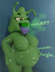 1girls 2025 2025s 3d 3d_(artwork) 3d_art 3d_artwork 3d_background 3d_model anthro art belly big_belly breasts burp_cloud burping character_request copyright_request digital_art digital_media digital_media_(artwork) female gastropod hi_res mollusk open_mouth silly_roll slug solo tagme tongue vore