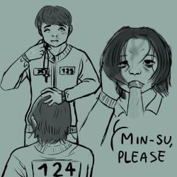 2boys blowjob blowjob_face min_su nam-gyu squid_game two_men