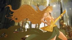 1girls blonde_hair bracelet breasts caio_santos elden_ring female female_only fromsoftware guitar humor long_hair queen_marika_the_eternal tagme topless_female