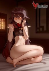 1girls 2d ai_generated ass barefeet big_ass breasts cleavage erophoenix feet female female_focus full_body genshin_impact hu_tao_(genshin_impact) long_hair looking_at_viewer orange_eyes patreon_username small_breasts solo solo_female sweat thick thick_thighs toes uncensored