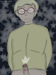 1boy agafonik_(urodskaya_animation) blonde_hair clothed clothing cum erection first_porn_of_character forced_orgasm glasses ibispaintx littlelilith male male_only masturbation plump russian solo urodskaya_animation wtf youtube