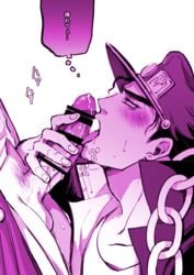 aradomo blowjob blush cum fellatio gay handjob hat jojo's_bizarre_adventure jotaro_kujo licking_penis noriaki_kakyoin oral pubic_hair saliva stardust_crusaders yaoi