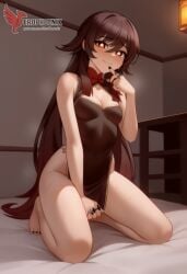 1girls 2d ai_generated ass barefeet big_ass breasts cleavage erophoenix feet female female_focus full_body genshin_impact hu_tao_(genshin_impact) long_hair looking_at_viewer orange_eyes patreon_username small_breasts solo solo_female sweat thick thick_thighs toes uncensored