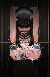 blindfold blush bondage breast_torture bruise chains crying drooling electrostimulation gag needle ryona shaking spy_x_family sweat torture yor_briar