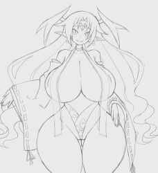 breasts demon demon_girl disgaea disgaea_6 female large_breasts melodia nippon_ichi_software sketch thanuki thick_thighs thighs wings_on_head