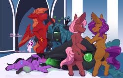 absurd_res anal anal_sex animal_genitalia ass balls blush bodily_fluids chapaevv crimson_sky cutie_mark cutie_marks digital_media_(artwork) double_anal double_penetration egg egg_implantation egg_in_ass egg_inflation egg_laying english_text erection eyeshadow fan_character feathered_wings feathers female feral friendship_is_magic fur futanari genital_fluids genitals glowing glowing_egg glowing_eyes glowing_genitalia glowing_penis green_eyes group hasbro heart_eyes heart_symbol herm hi_res horn intersex intersex/male intersex_penetrated kiss_mark kiss_mark_on_penis kissing lipstick makeup male male/male male_penetrating my_little_pony mystic_the_bat naked nude open_mouth oral oral_egg_implantation oral_penetration oviposition penetration penis princess_cadance_(mlp) queen_chrysalis_(mlp) rose_tint sex size_difference small_dom_big_sub stomach_bulge tail text tongue wings