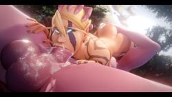 ass balls big_balls big_cock blood_elf colonelyobo cum cum_in_throat deepthroat futa_on_futa futanari huge_cock large_balls large_penis loriandra naked night_elf nude on_bench outdoors outside penis piercing red_headband tattoo tektah_(tektah) upside-down warcraft world_of_warcraft