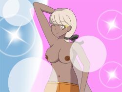 breasts nipples perky_breasts tan_body tan_skin the_hundred_line_-last_defense_academy- topless tsubasa_kawana winking_at_viewer