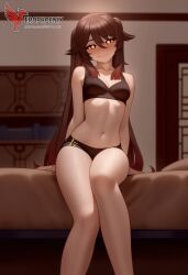 1girls 2d ai_generated ass barefeet big_ass breasts cleavage erophoenix feet female female_focus full_body genshin_impact hu_tao_(genshin_impact) long_hair looking_at_viewer orange_eyes patreon_username small_breasts solo solo_female sweat thick thick_thighs toes uncensored