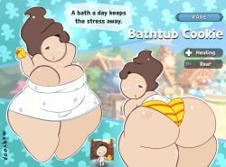 ass bathrobe bathtub_cookie_(mxqvoop) big_breasts breasts cookie cookie_run cookie_run_kingdom female mxqvoop oc original_character panties presenting_ass