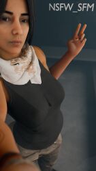 1girls 2025 3d big_breasts blender blender_cycles busty call_of_duty call_of_duty_modern_warfare_2_(2022) cleavage clothed clothed_female dark_hair huge_breasts latina light-skinned_female looking_at_camera looking_at_viewer medium_breasts peace_sign self_upload selfie sfm_nsfw tank_top valeria_garza